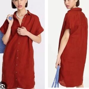 J. Crew relaxed fit linen shift dress XXS pink tub
